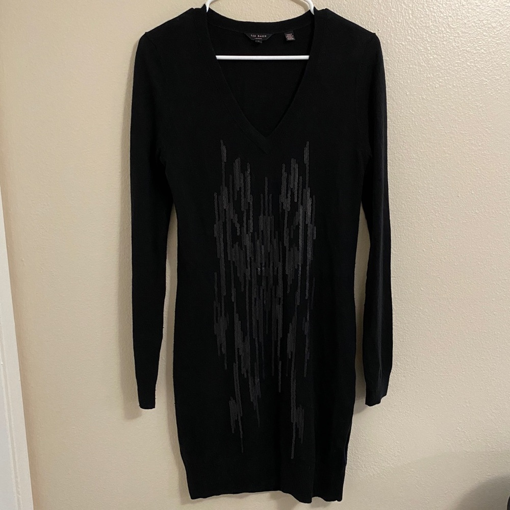 Black Ted Baker Sequins Sweater Dress! ⭐️✨